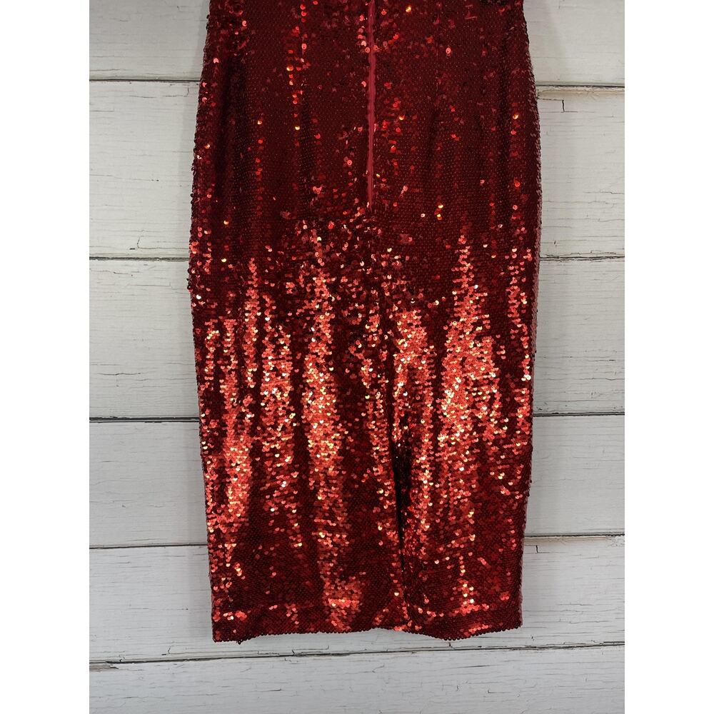 Ann Taylor Skirt Women's 00P Red Sequin Pencil Midi Lined Stretch Holiday Party - Picture 8 of 11